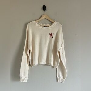 Bouffants & Broken Hearts Cream Sweater lobster  Embroidered Detail Size XL